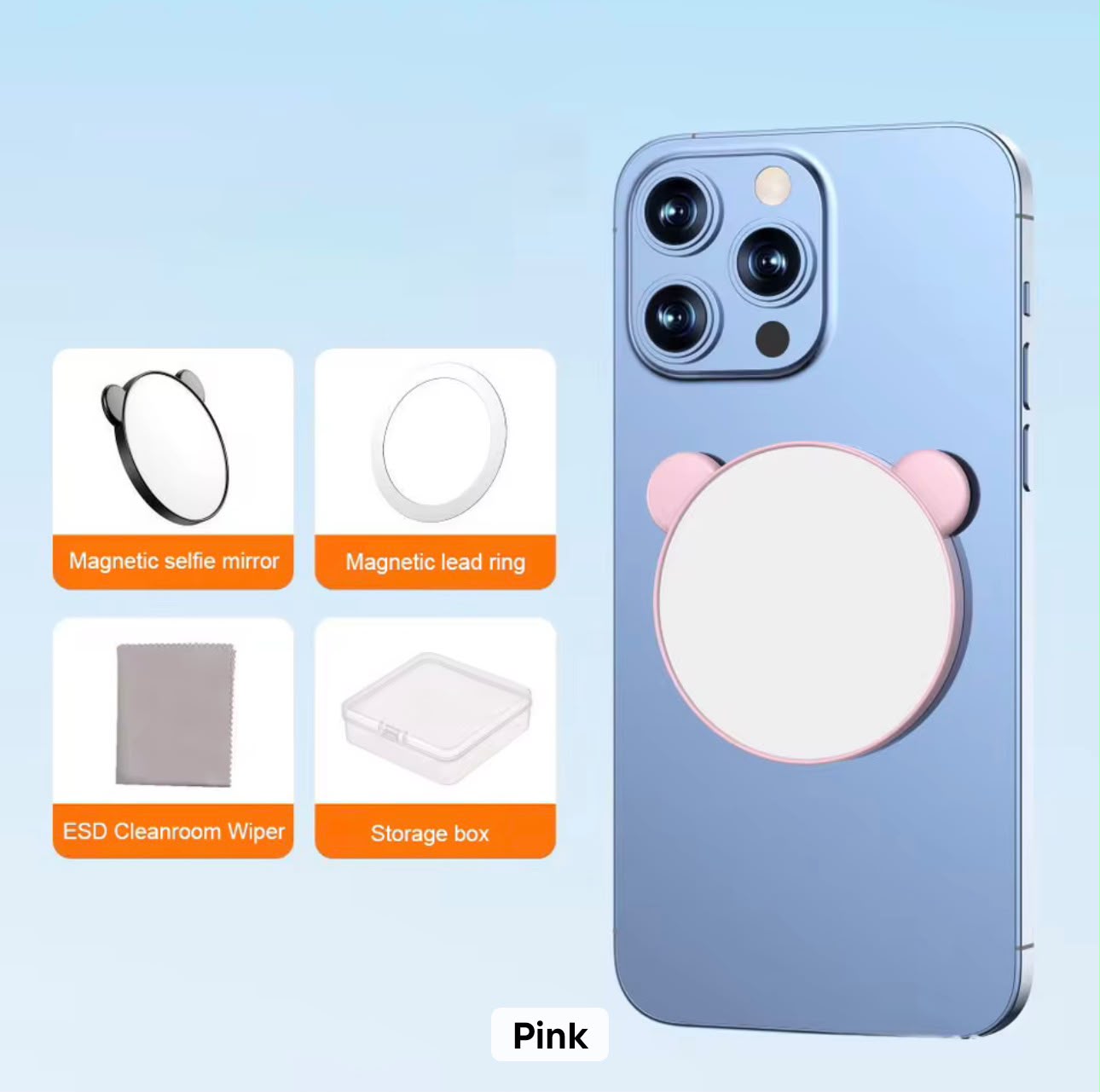 PK216 mirror magsafe selfie holder - pink