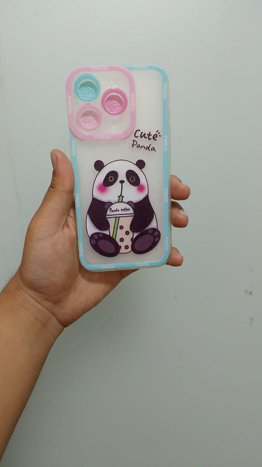 PK163 Cute Panda Coffee case iphone 15 pro