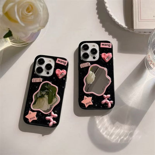 PK211 3D black pink mirror case
