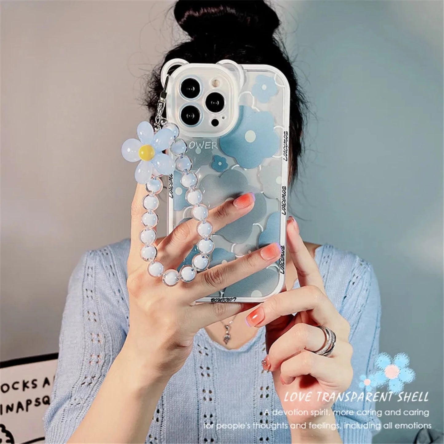 PK178 Blue floral case with bracelet