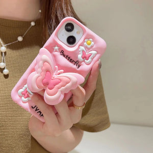 PK197 pink butterfly holder case