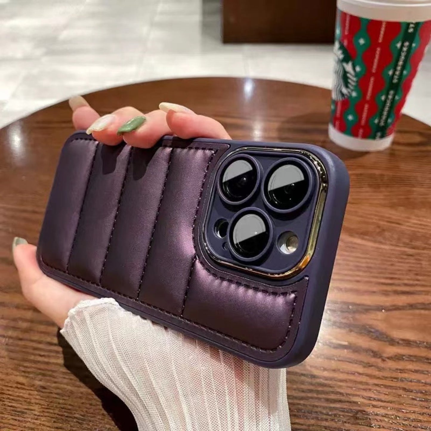 PK162 Deep purple puff case