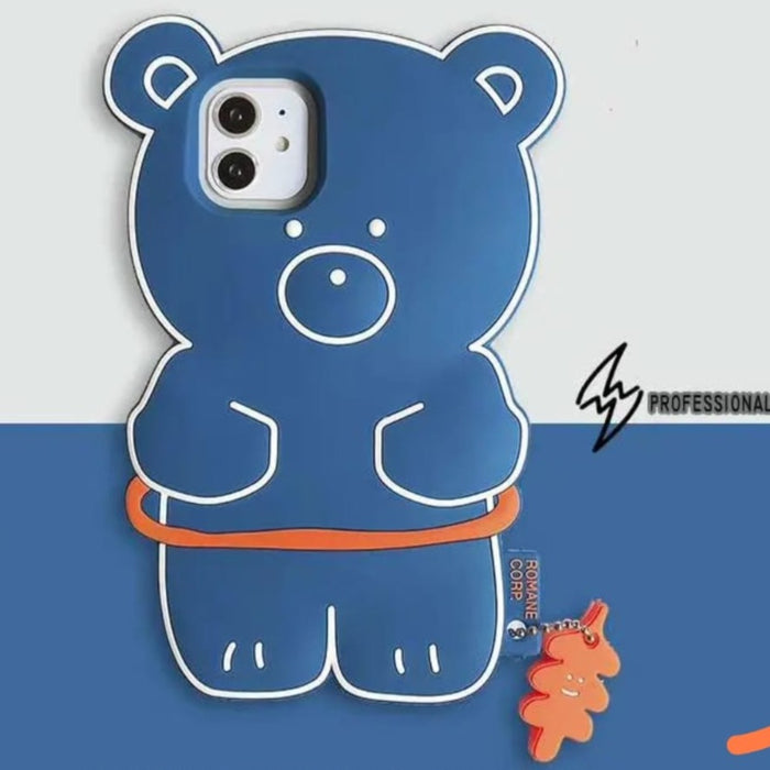 PK174 Bear design case with keychain blue