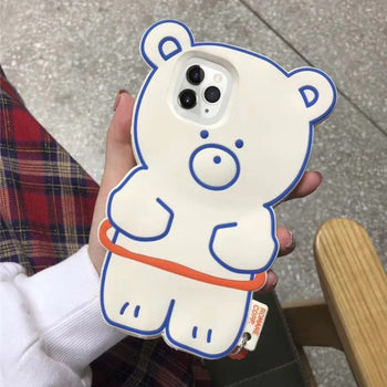 PK174 Bear design case with keychain white