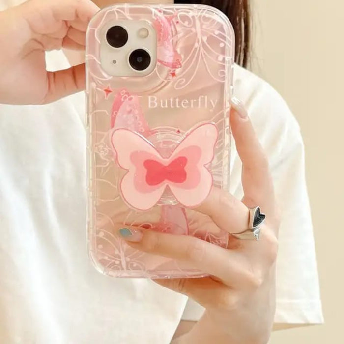 pink protective case with pink butterfly holder