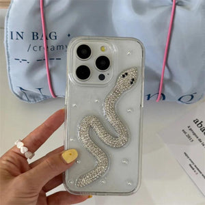 PK202 Transparent case with rhinestone snake