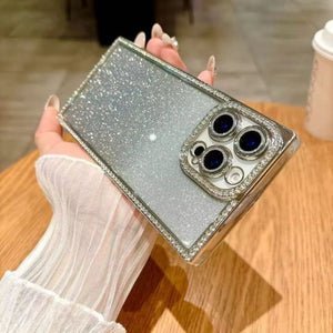 PK220 Silver Square Glitter Rhinestone case