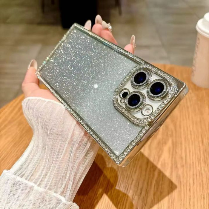 PK220 Silver Square Glitter Rhinestone case