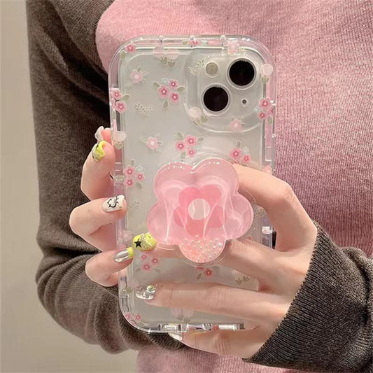 PK234 Pink floral with holder case
