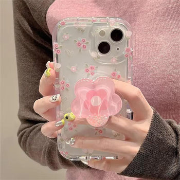 PK234 Pink floral with holder case