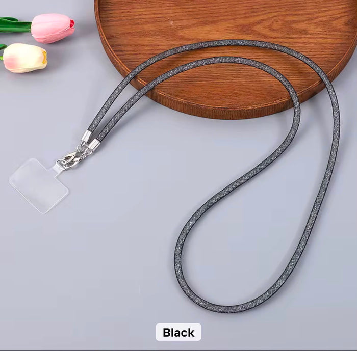 PK169 Glittery Phone Necklace - Black