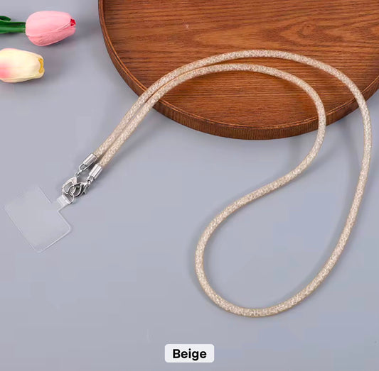 PK169 Glittery Phone Necklace - Beige / Gold