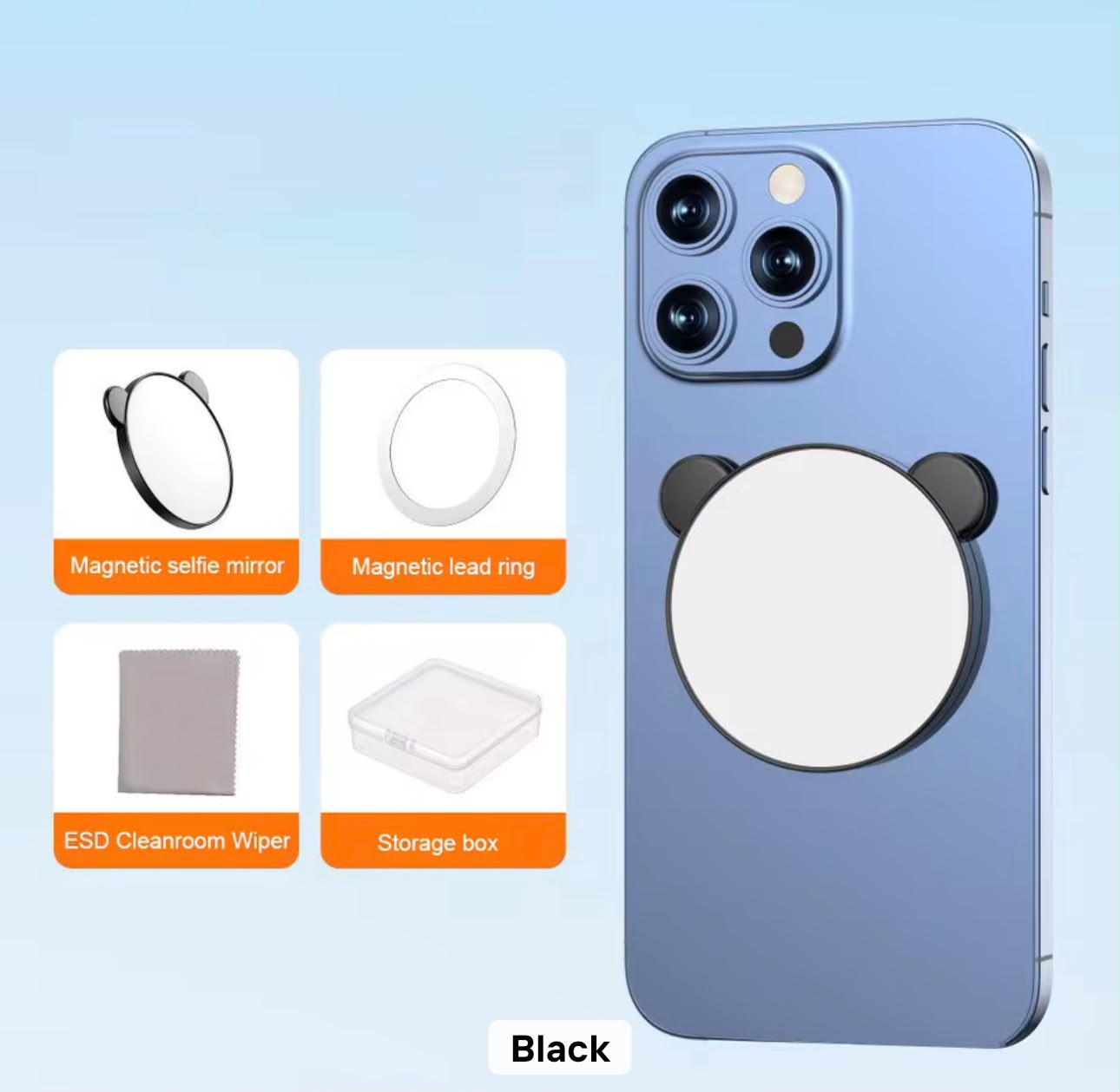 PK216 mirror magsafe selfie holder - black