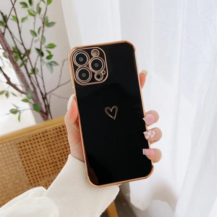 PK158 mix cases black small double gold heart