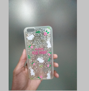 PK038 Glitter case with rabbits printed